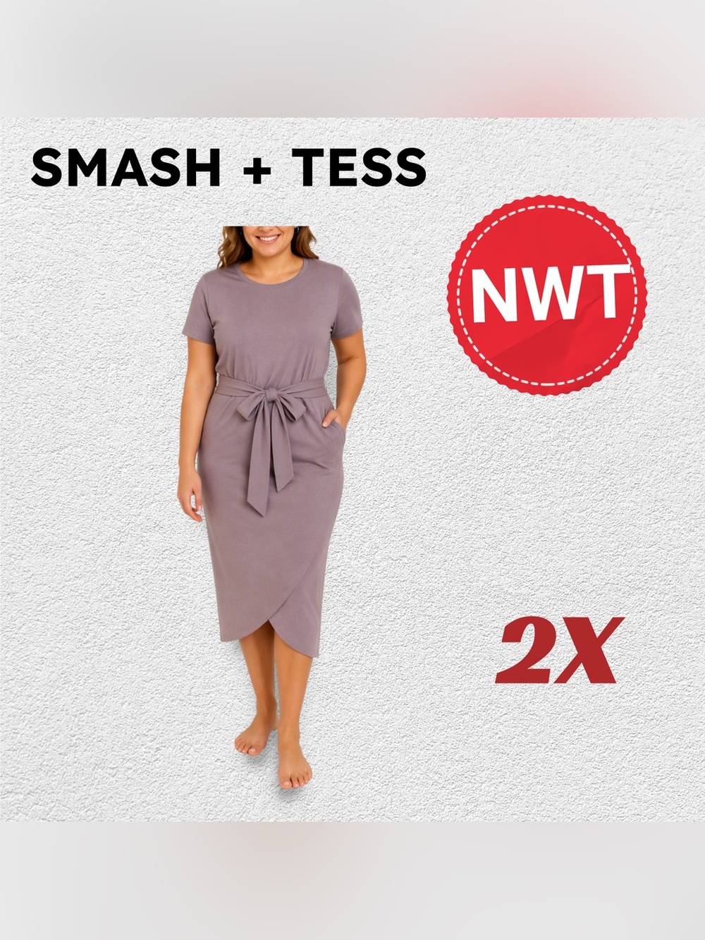 🇨🇦🆕NWT SMASH + TESS | 2X | Dusty Lilac Rebecca short sleeves wrap dress ❗️read